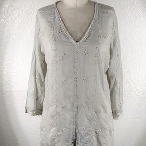NWT Johnny Was Eyelet Rayon Blouse Sz M